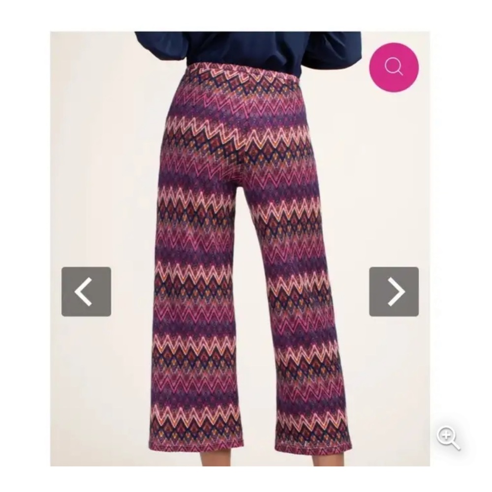 Trina Turk Crop Penelope Pant New With Tags Size Large Pink Purple Zig Zag Pants - Picture 3 of 11